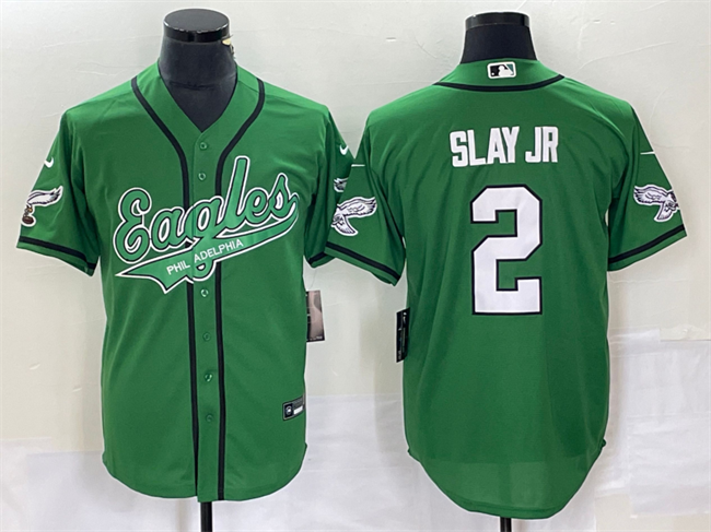 Mens Philadelphia Eagles #2 Darius Slay JR Green Cool Base Stitched Baseball Jersey