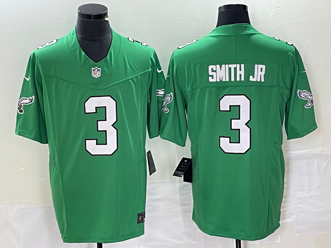Mens Philadelphia Eagles #3 Nolan Smith JR Green 2023 FUSE Vapor Untouchable Stitched Football Jersey