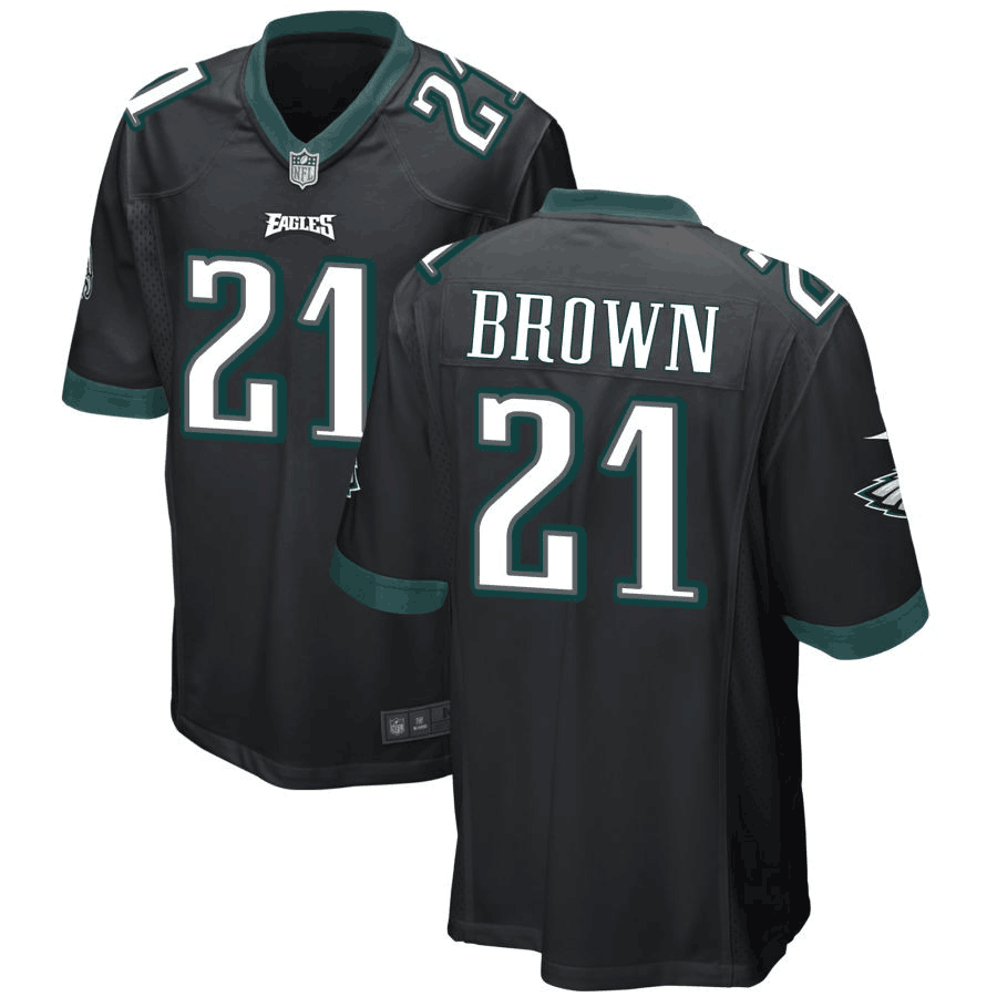 Mens Philadelphia Eagles #21 Sydney Brown Black Stitched Game Jersey