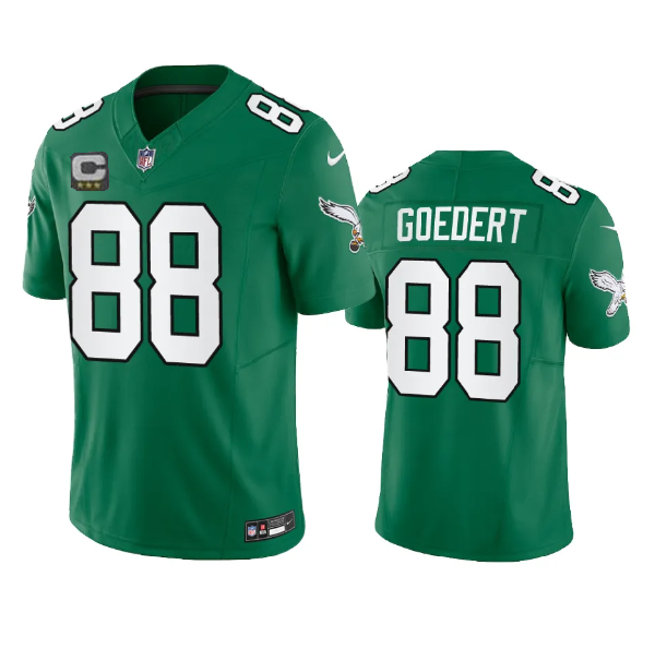 Mens Philadelphia Eagles #88 Dallas Goedert Green 2023 FUSE With 3-star C Patch Vapor Untouchable Stitched Football Jersey