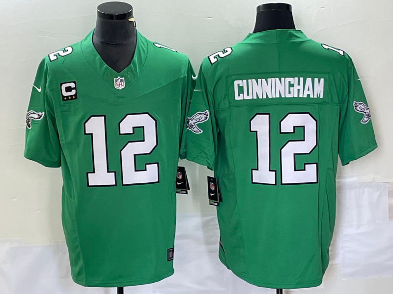 Mens Philadelphia Eagles #12 Randall Cunningham Green 2023 FUSE With 3-star C Patch Vapor Untouchable Stitched Football Jersey