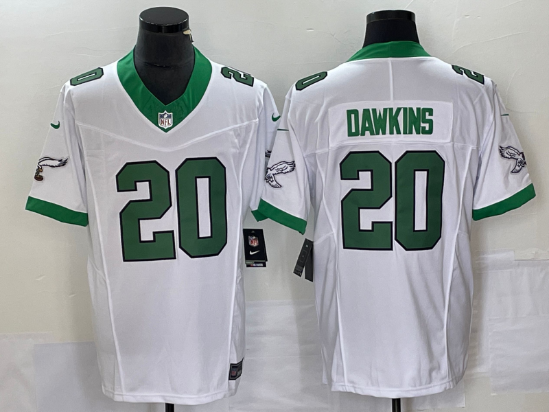 Mens Philadelphia Eagles #20 Brian Dawkins White 2023 FUSE Vapor Untouchable Stitched Football Jersey