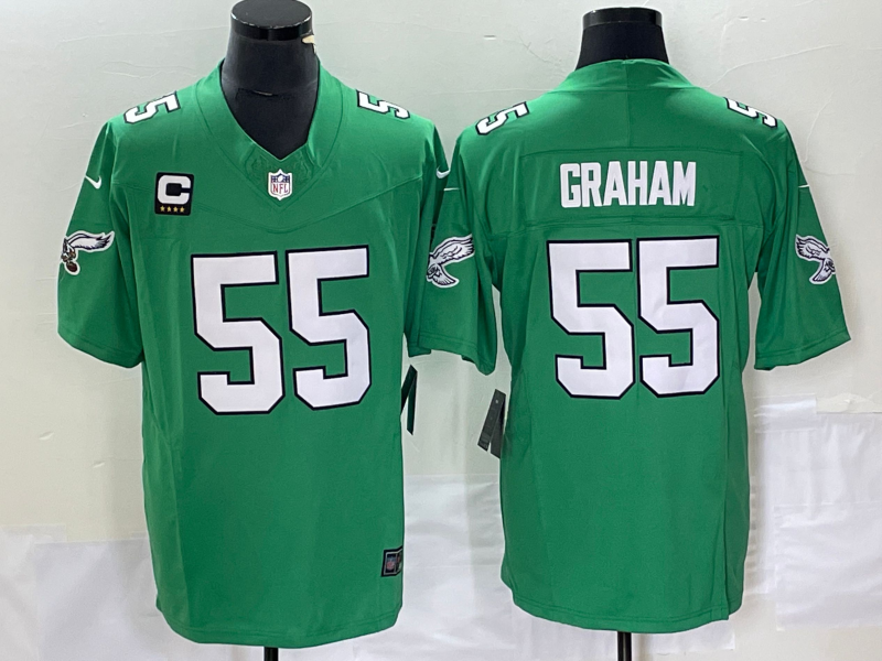 Mens Philadelphia Eagles #55 Brandon Graham Green 2023 FUSE With 4-star C Patch Vapor Untouchable Stitched Football Jersey