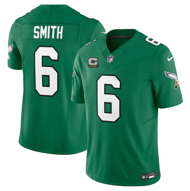 Mens Philadelphia Eagles #6 DeVonta Smith Green 2023 FUSE With 3-star C Patch Vapor Untouchable Stitched Football Jersey