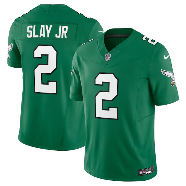 Mens Philadelphia Eagles #2 Darius Slay JR Green 2023 FUSE Vapor Untouchable Stitched Football Jersey