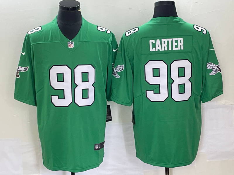 Mens Philadelphia Eagles #98 Jalen Carter Green Stitched Football Jersey