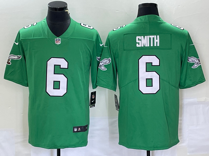 Mens Philadelphia Eagles #6 DeVonta Smith Green Stitched Football Jersey