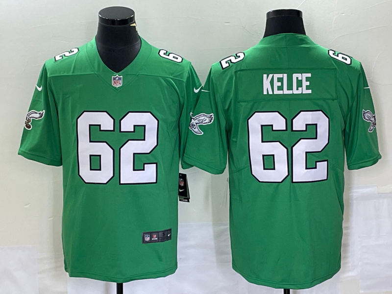 Mens Philadelphia Eagles #62 Jason Kelce Green Stitched Football Jersey