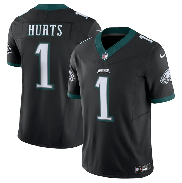 Mens Philadelphia Eagles #1 Jalen Hurts Black 2023 FUSE Vapor Untouchable Limited Stitched Football Jersey