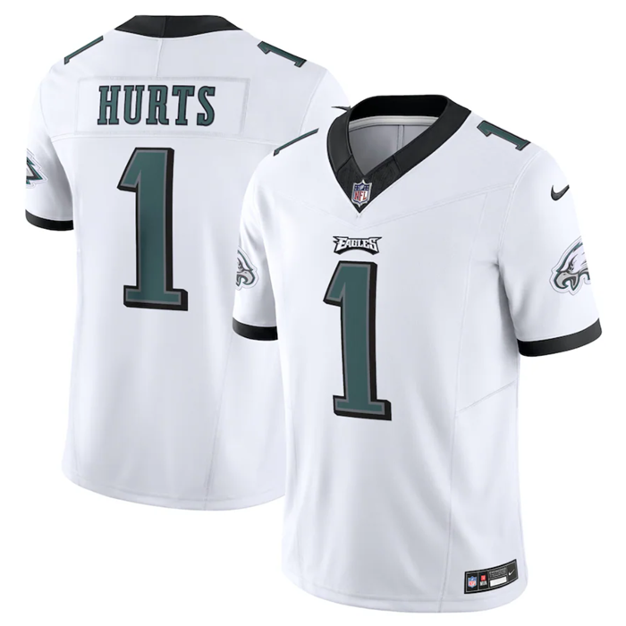 Mens Philadelphia Eagles #1 Jalen Hurts White 2023 FUSE Vapor Untouchable Limited Stitched Football Jersey