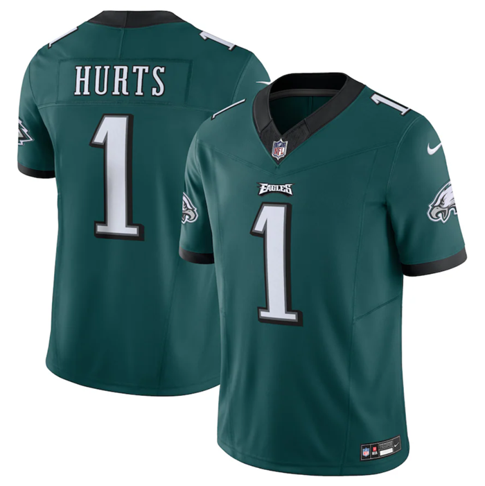 Mens Philadelphia Eagles #1 Jalen Hurts Green 2023 FUSE Vapor Untouchable Limited Stitched Football Jersey