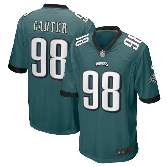 Mens Philadelphia Eagles #98 Jalen Carter Green 2023 Draft Stitched Game Jersey