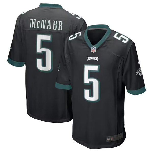 Mens Philadelphia Eagles #5 Donovan McNabb Black Stitched Game Jersey