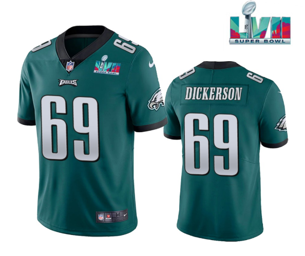 Mens Philadelphia Eagles #69 Landon Dickerson Green Super Bowl LVII Patch Vapor Untouchable Limited Stitched Jersey