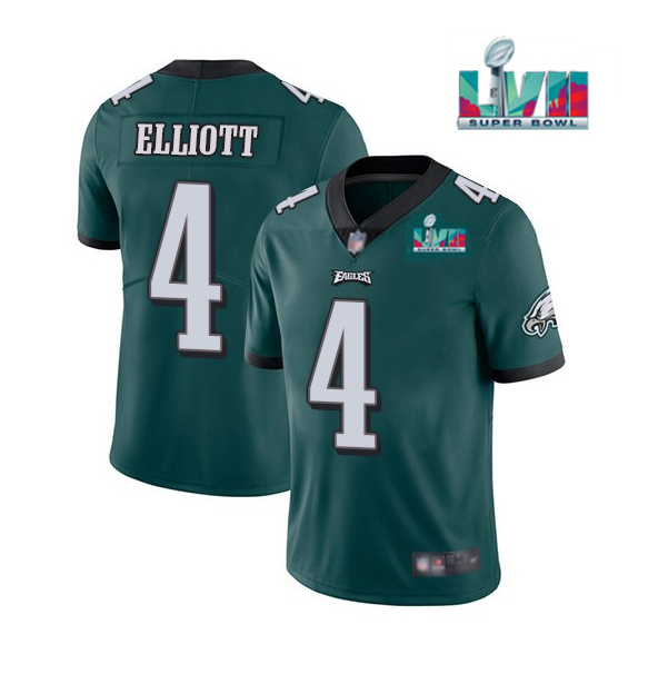Mens Philadelphia Eagles #4 Jake Elliott Green Super Bowl LVII Patch Vapor Untouchable Limited Stitched Football Jersey