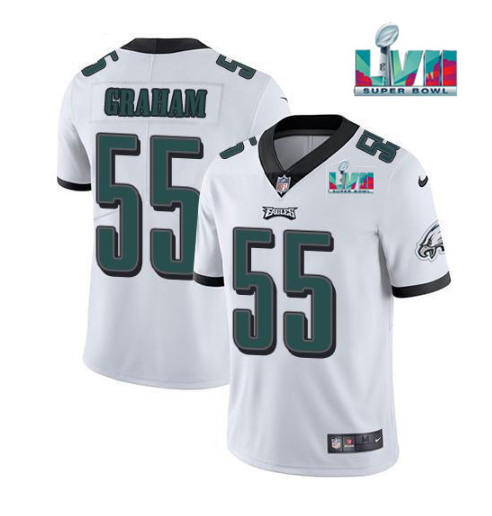 Mens Philadelphia Eagles #55 Brandon Graham White Super Bowl LVII Patch Vapor Untouchable Limited Stitched Football Jersey