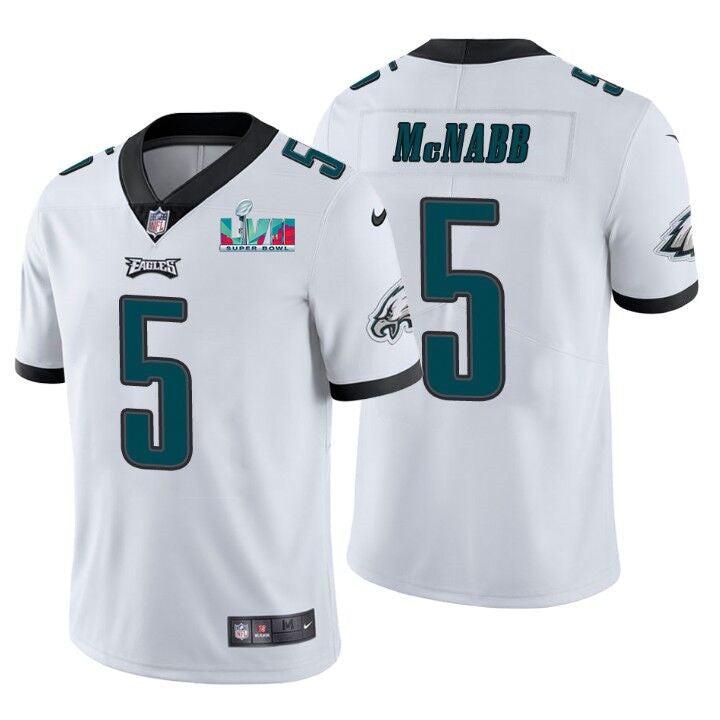 Mens Philadelphia Eagles #5 Donovan McNabb White Super Bowl LVII Patch Vapor Untouchable Limited Stitched Jersey