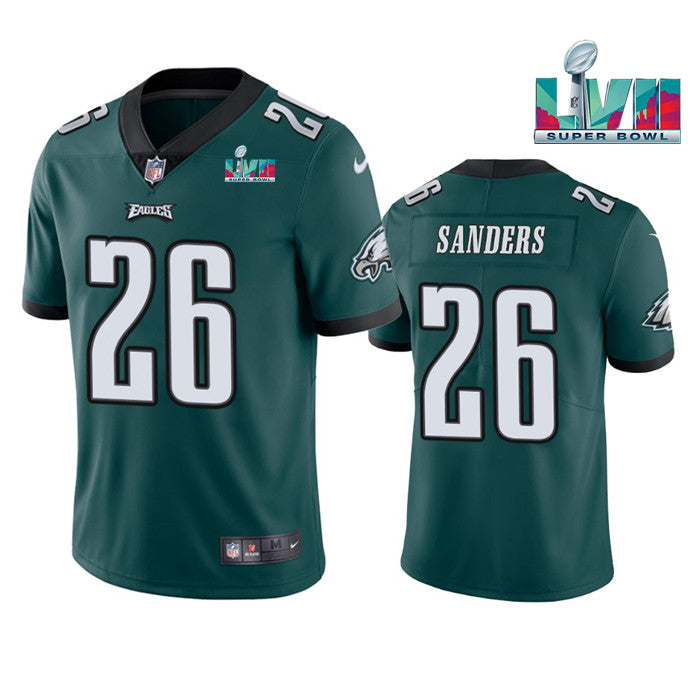 Mens Philadelphia Eagles #26 Miles Sanders Green Super Bowl LVII Patch Vapor Untouchable Limited Stitched Jersey