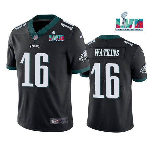 Mens Philadelphia Eagles #16 Quez Watkins Black Super Bowl LVII Vapor Untouchable Limited Stitched Jersey