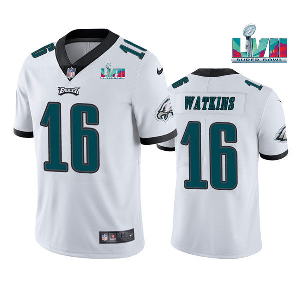 Mens Philadelphia Eagles #16 Quez Watkins White Super Bowl LVII Vapor Untouchable Limited Stitched Jersey