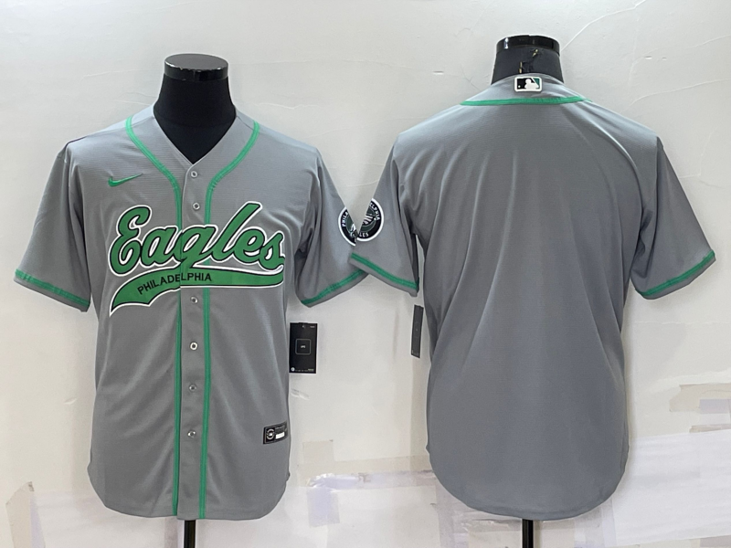 Mens Philadelphia Eagles Blank Grey Cool Base Stitched Baseball Jersey