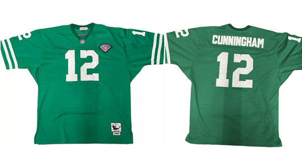 Mens Philadelphia Eagles #12 Randall Cunningham 1994 Green 75th Anniversary Stitched Jersey