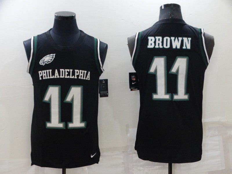 Mens Philadelphia Eagles #11 A J Brown Black Limited Tank Top Stitched Jersey