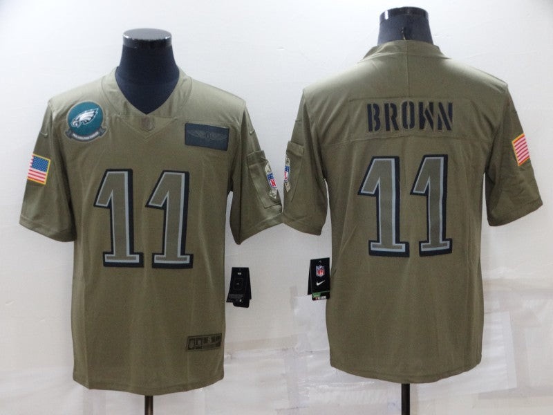 Mens Philadelphia Eagles #11 A J Brown Camo Salute To Service Limited Stitched Jersey