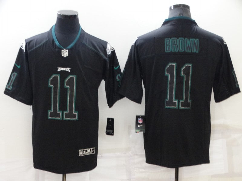 Mens Philadelphia Eagles #11 A J Brown Lights Out Black Color Rush Limited Stitched Jersey
