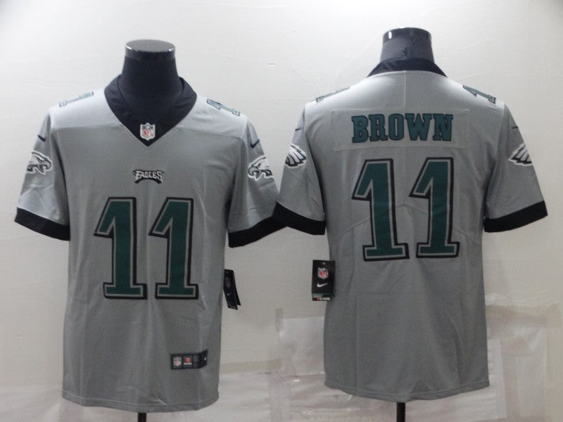Mens Philadelphia Eagles #11 A J Brown Grey Vapor Untouchable Limited Stitched Jersey