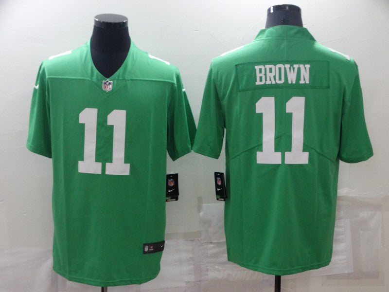 Mens Philadelphia Eagles #11 A J Brown Green Vapor Untouchable Limited Stitched Jersey
