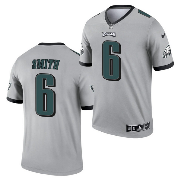 Mens Philadelphia Eagles #6 DeVonta Smith Silver Inverted Legend Stitched Football Jersey