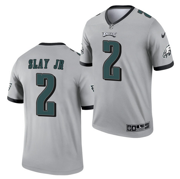 Mens Philadelphia Eagles #2 Darius Slay JR Silver Inverted Legend Stitched Football Jersey