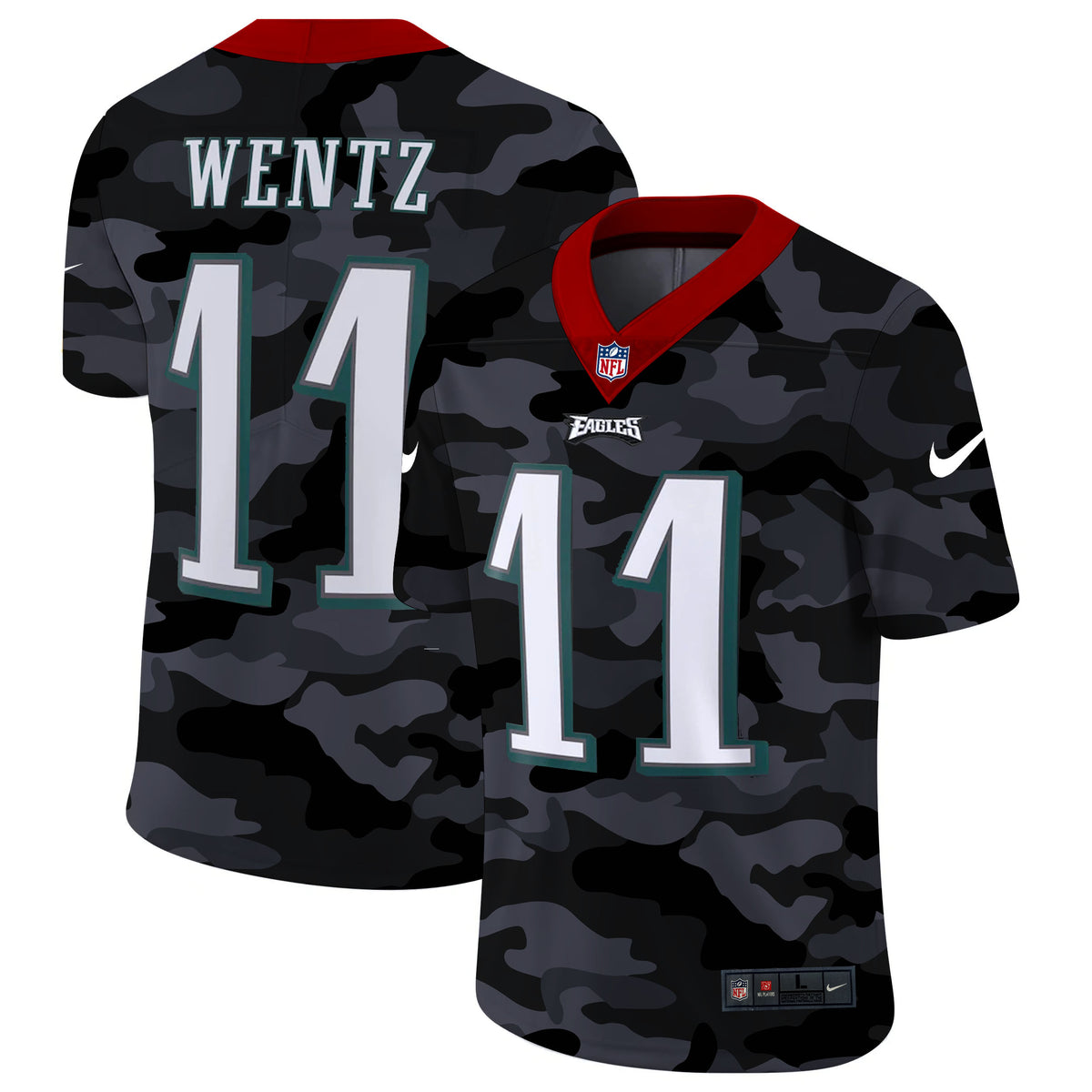 Mens Philadelphia Eagles #11 Carson Wentz 2020 Camo Limited Stitched Jersey