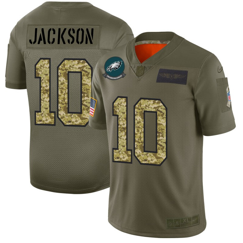 Mens Philadelphia Eagles #10 DeSean Jackson 2019 Olive/Camo Salute To Service Limited Stitched NFL Jersey