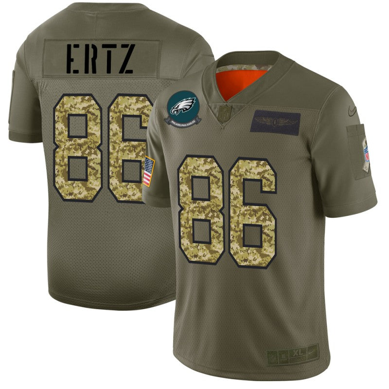 Mens Philadelphia Eagles #86 Zach Ertz 2019 Olive/Camo Salute To Service Limited Stitched NFL Jersey