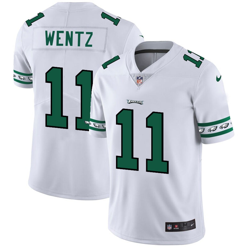 Mens Philadelphia Eagles #11 Carson Wentz White 2019 Team Logo Cool Edition Stitched NFL Jersey