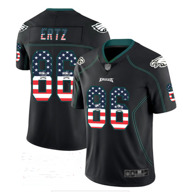 Mens Philadelphia Eagles #86 Zach Ertz Black USA Flag Color Rush Limited Fashion NFL Stitched Jersey