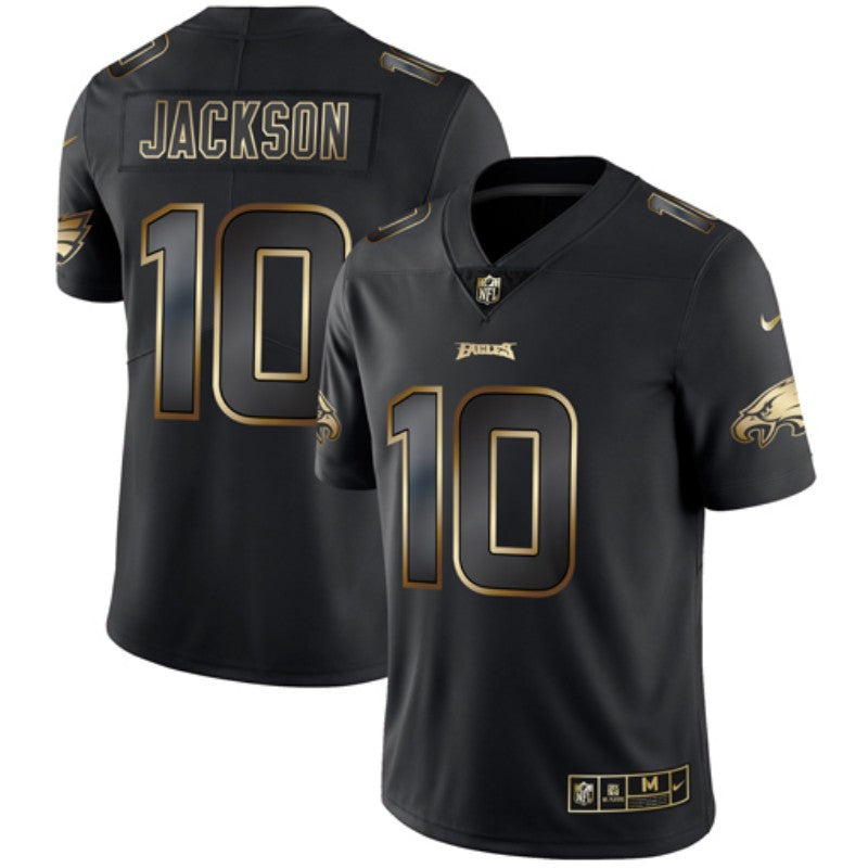 Mens Philadelphia Eagles #10 DeSean Jackson 2019 Black Gold Edition Stitched NFL Jersey