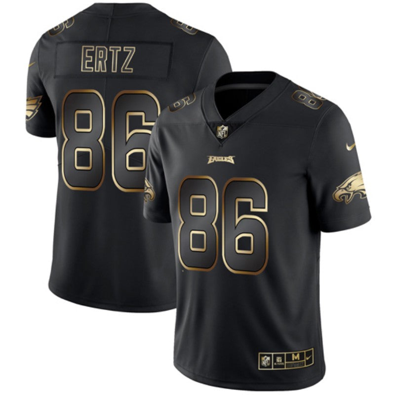 Mens Philadelphia Eagles #86 Zach Ertz 2019 Black Gold Edition Stitched NFL Jersey