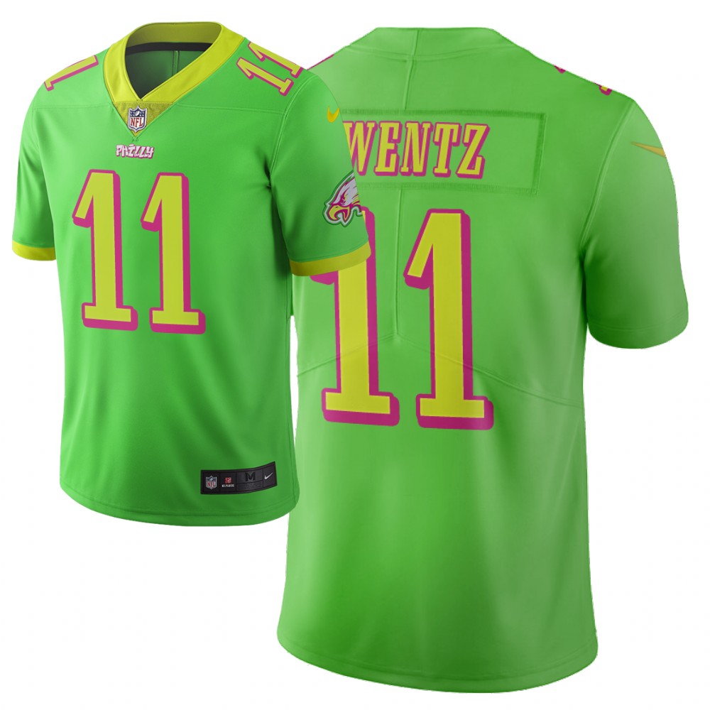 Mens Philadelphia Eagles #11 Carson Wentz Green 2019 City Edition Limited Stitched NFL Jersey