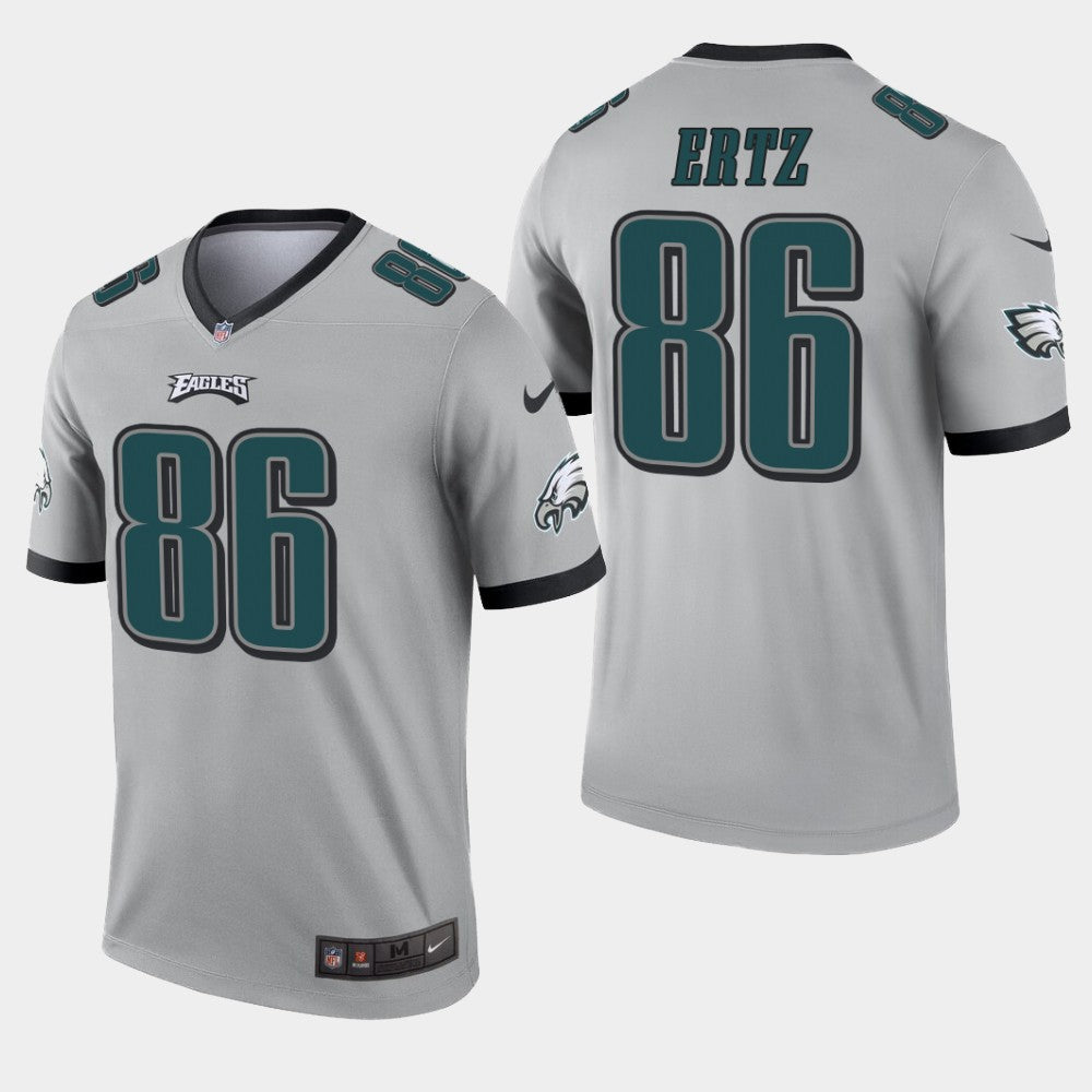 Mens Philadelphia Eagles #86 Zach Ertz Silver Inverted Legend Jersey