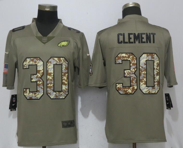 Mens Philadelphia Eagles #30 Corey Clement Olive Camo Salute To Service Limited Stitched NFL Jersey