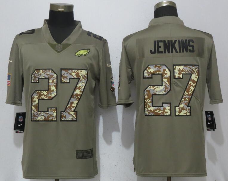 Mens Philadelphia Eagles #27 Malcolm Jenkins Olive Camo Salute To Service Limited Stitched NFL Jersey