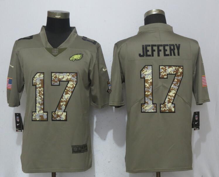 Mens Philadelphia Eagles #17 Alshon Jeffery Olive Camo Salute To Service Limited Stitched NFL Jersey