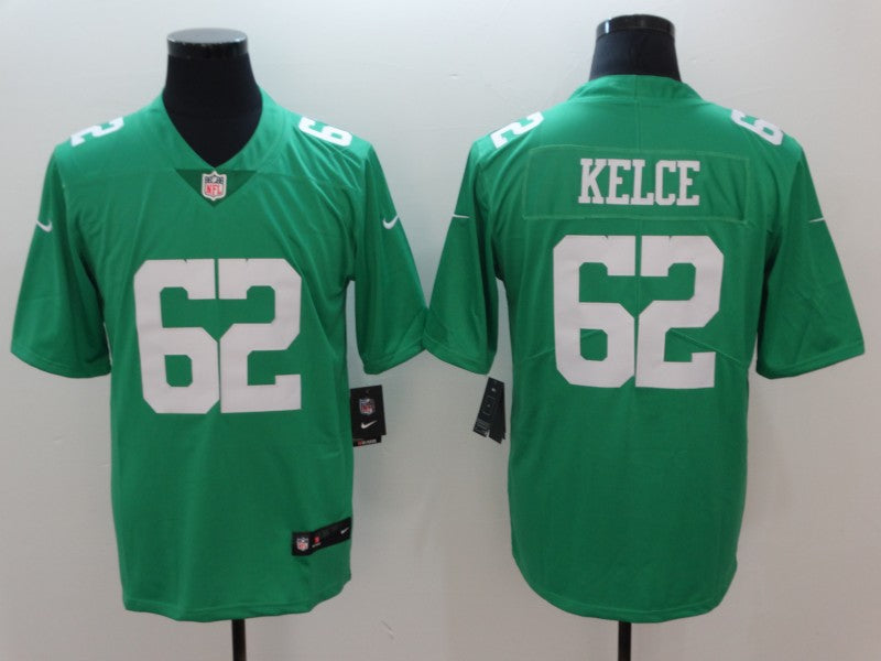 Mens Philadelphia Eagles #62 Jason Kelce Green Throwback Vapor Untouchable Limited Stitched NFL Jersey