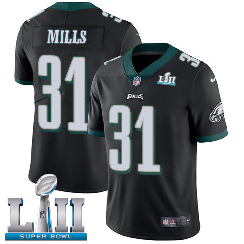 Mens Philadelphia Eagles #31 Jalen Mills Black Super Bowl LII Game Stitched NFL Jersey