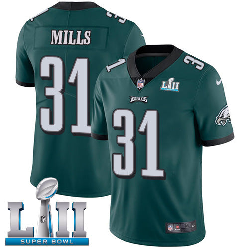 Mens Philadelphia Eagles #31 Jalen Mills Green Super Bowl LII Game Stitched NFL Jersey