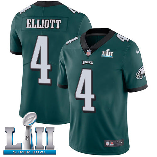 Mens Philadelphia Eagles #4 Jake Elliott Green Super Bowl LII Game Stitched NFL Jersey
