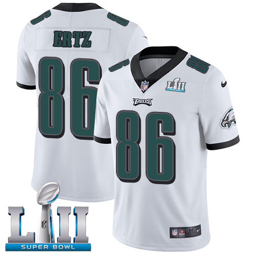 Mens Philadelphia Eagles #86 Zach Ertz White Super Bowl LII Bound Patch Game Event Stitched NFL Jersey